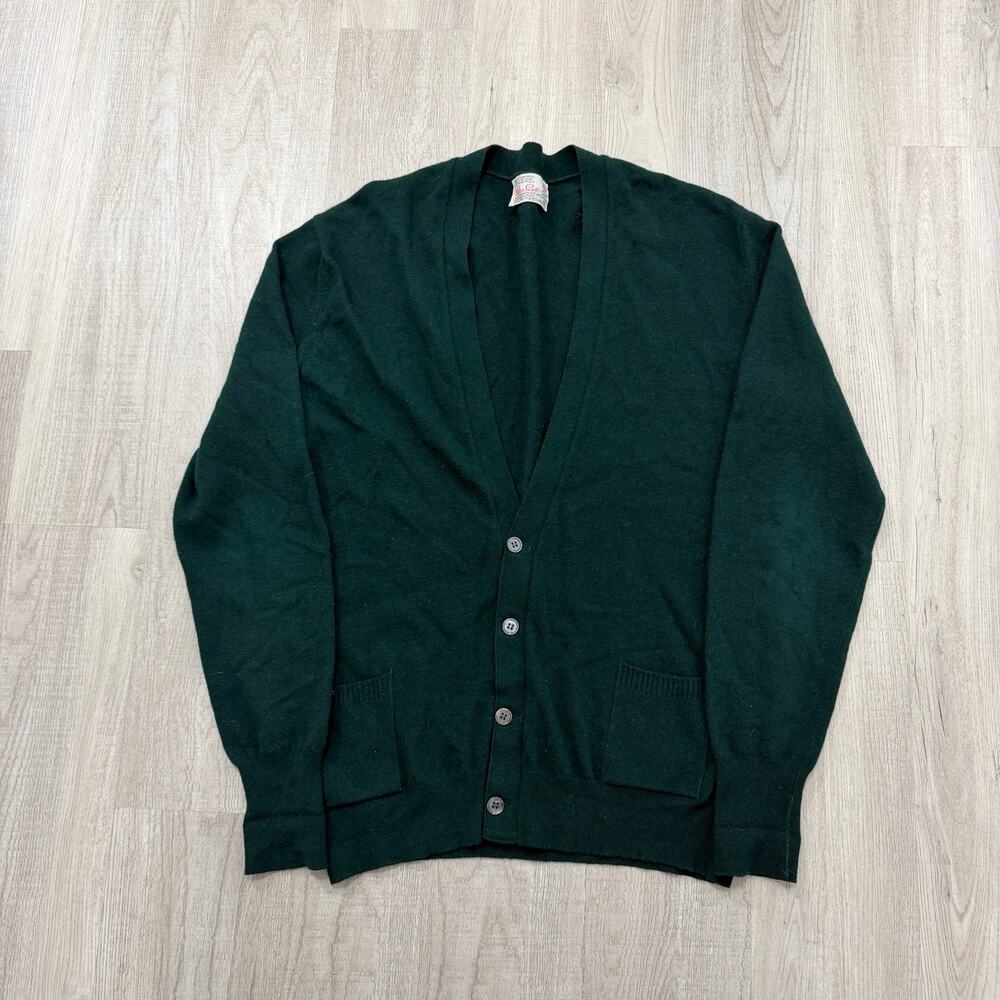 Vintage Peter Scott Cardigan Sweater Men's Large Green 100% Lambswool Scotland